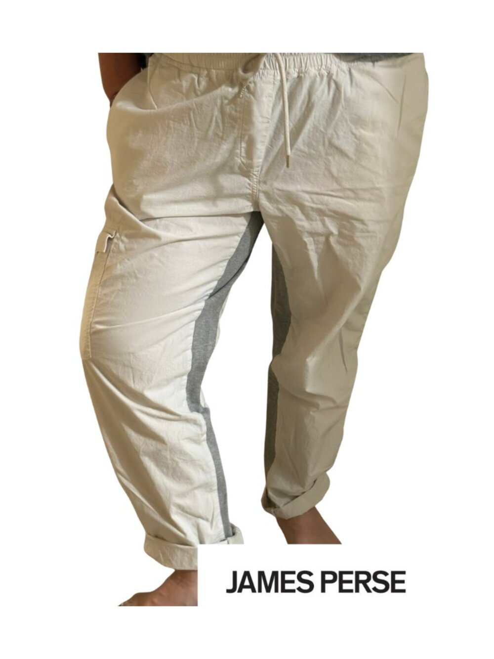 James Perse Cargo Pants w/ Drawstring & Rolled Cuffs Ivory and grey size 2/med
